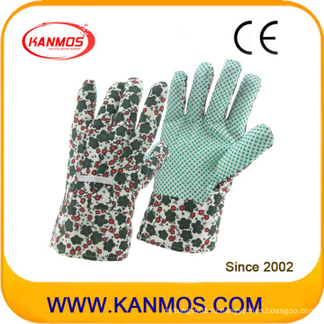 Печатные цветы хлопчатобумажной ткани ПВХ точек Сад Промышленные безопасности рабочих перчаток (41003)